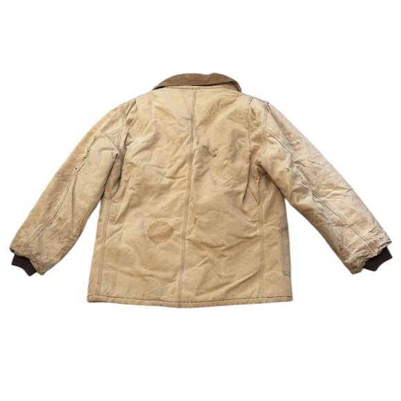 Carhartt Torn Faded Ripped Insulated Work Jacket Canvas Heavy-Duty Outerwear - Picture 5 of 13